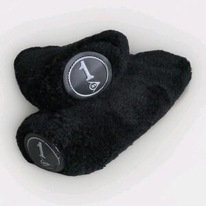 Vintage Dunlop "1" Black Sherpa Golf Headcovers Set of 2 Rare Classic 1970s/80s